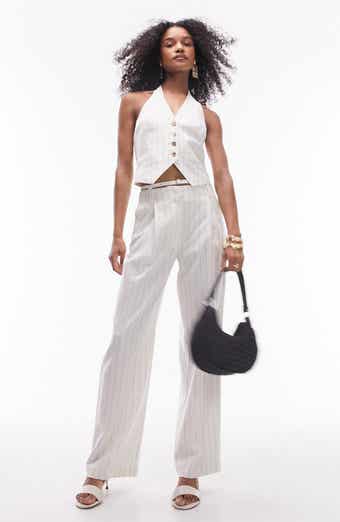 Topshop Pin Stripe Pleated Trousers