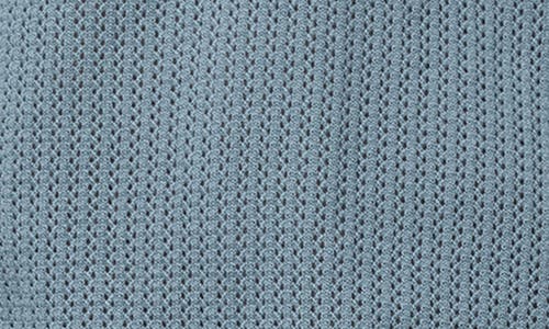 Mango Openwork Knit Cotton Polo In Blue