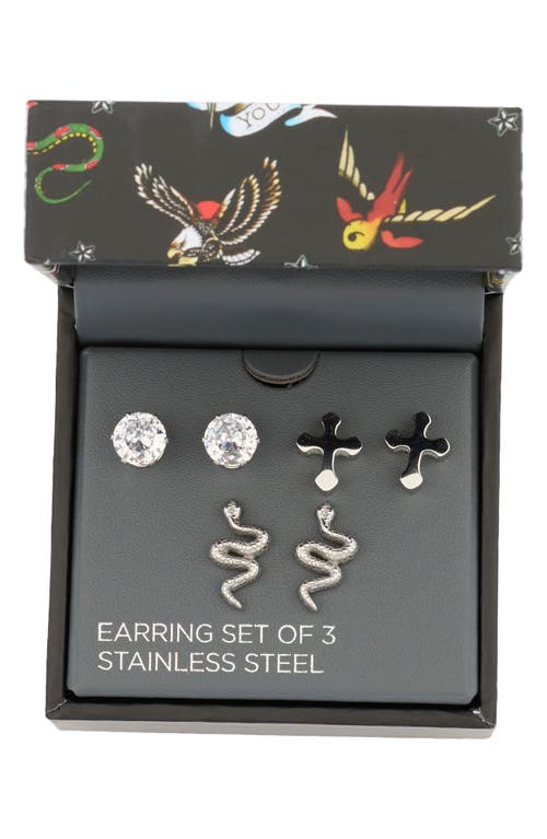 American Exchange Set Of 3 Stud Earrings