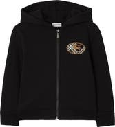 Burberry Check Knight Stamp Cotton Zip Hoodie