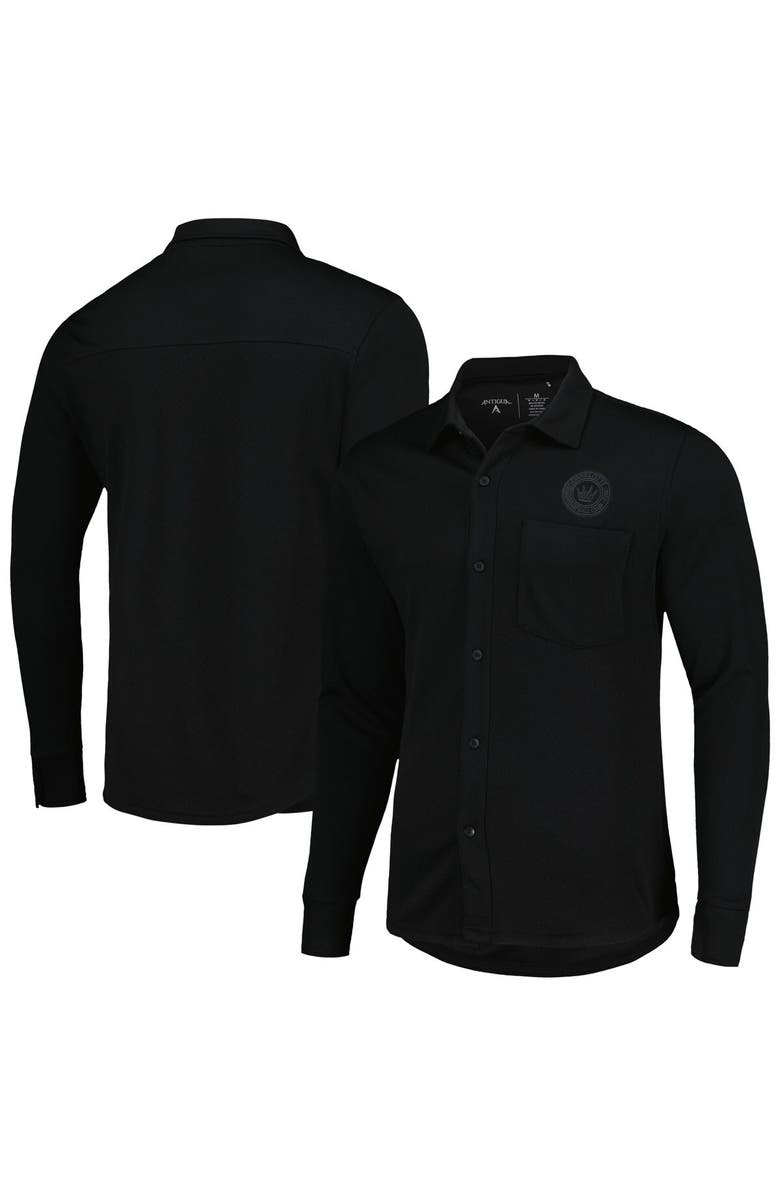 ANTIGUA Men's Antigua Black Charlotte FC Streamer Diamond Button-Up Shacket, Main, color, Black