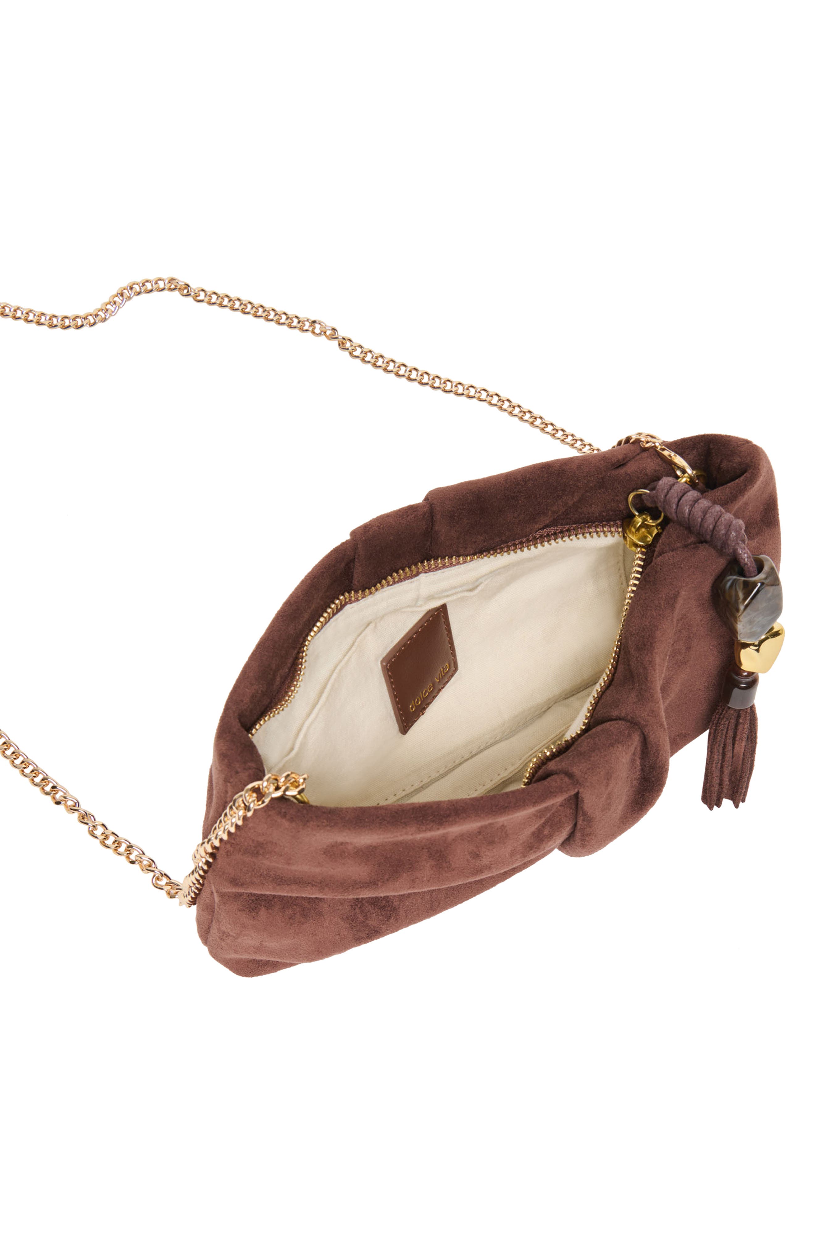 Dolce Vita Louela Tassel Clutch, Alternate, color, Chocolate