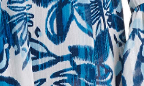 Bleu Rod Beattie Rod Beattie Print Long Sleeve Cover-up Dress In Blue