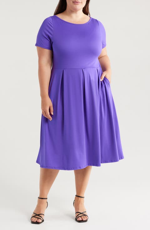 Stretch A-Line Midi Dress (Plus)