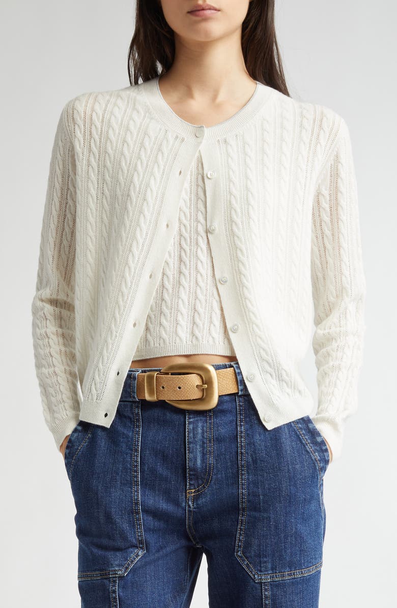 Eleventy Cable Stitch Cashmere Blend Cardigan, Main, color, 