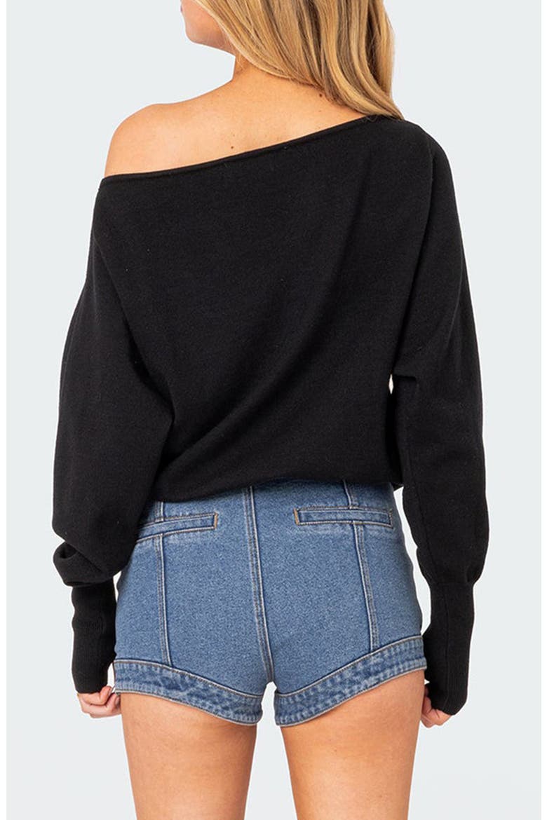 Oversize Off the Shoulder Sweater, Alternate, color, BLACK