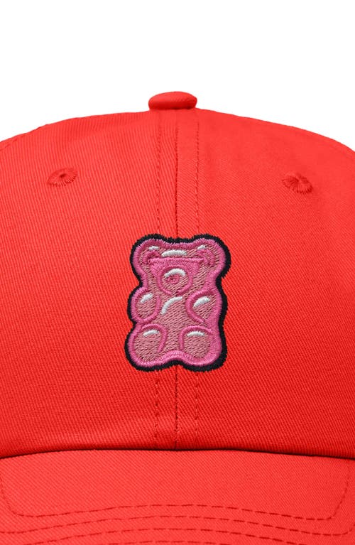 Dalix Pink Gummy Embroidered Casual Cap In Red