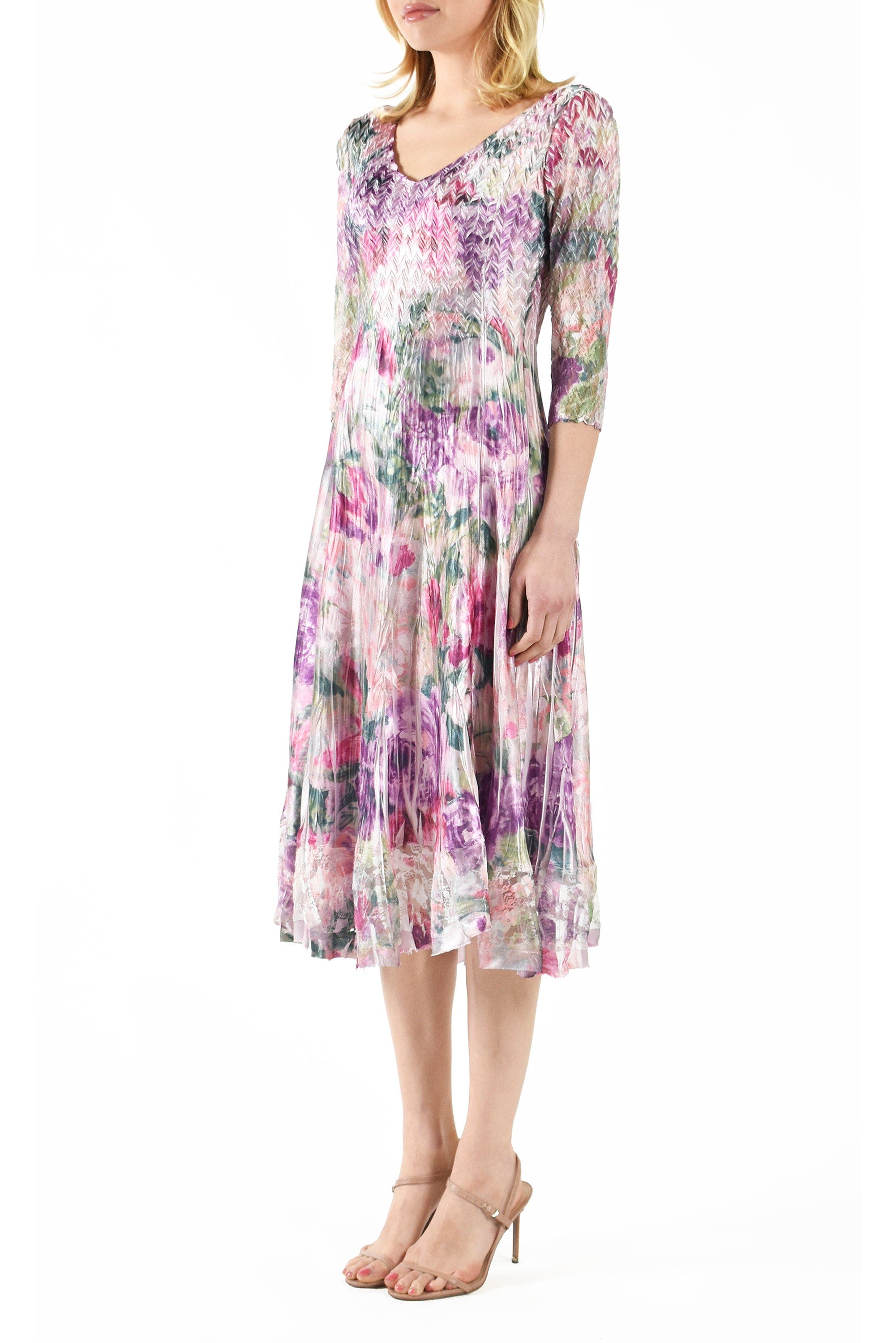 Rose Lace Sleeve CharmueseDress - image 2