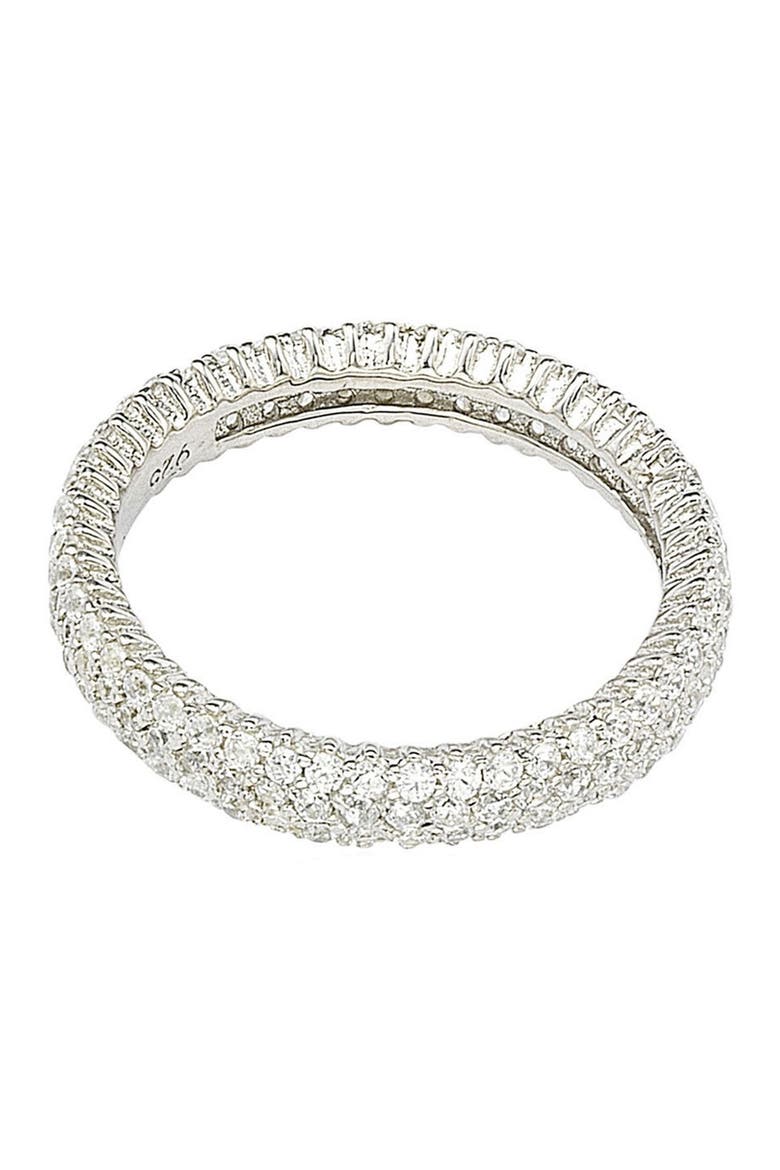 Sterling Silver Pavé Cubic Zirconia Eternity Band Ring, Alternate, color, WHITE
