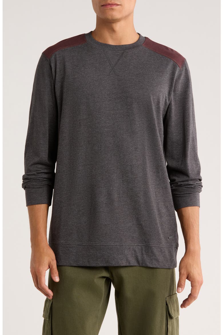 Heathered Long Sleeve T-Shirt, Main, color, GREY/ BURGUNDY