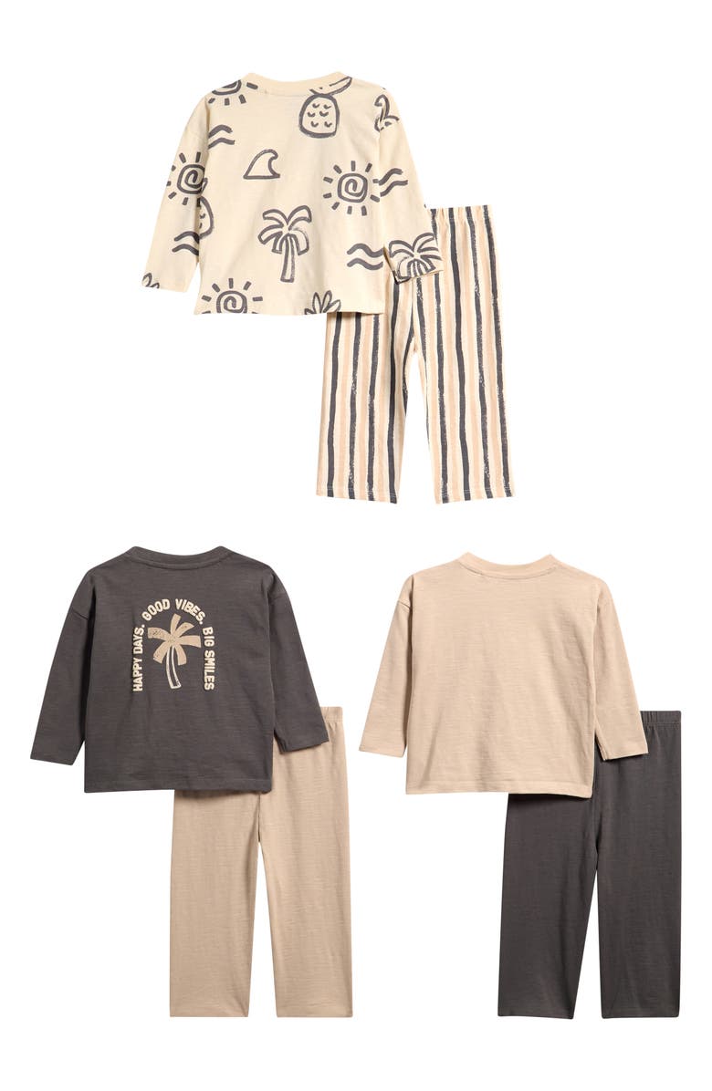 NEXT 6-Pack Assorted Long Sleeve T-Shirts & Pants Set, Alternate, color, Black