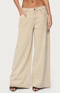 EDIKTED Button Strap Low Rise Baggy Wide Leg Jeans
