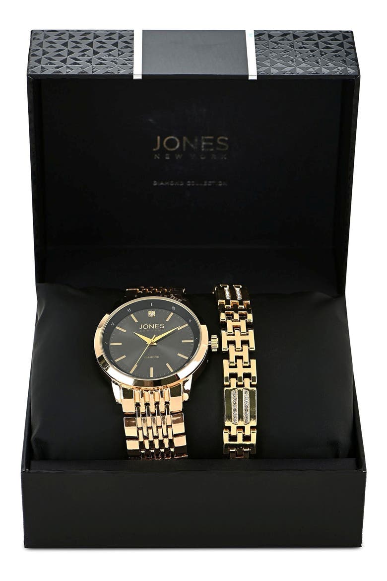Diamond Bracelet Watch & Bracelet Set, 42mm, Alternate, color, GOLD
