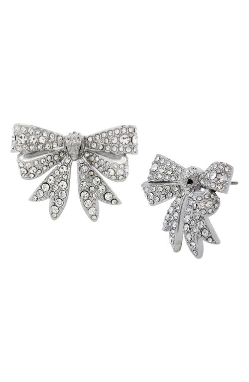 Kurt Geiger Pave Eagle Head Bow Stud Earrings In Rhodium Plated