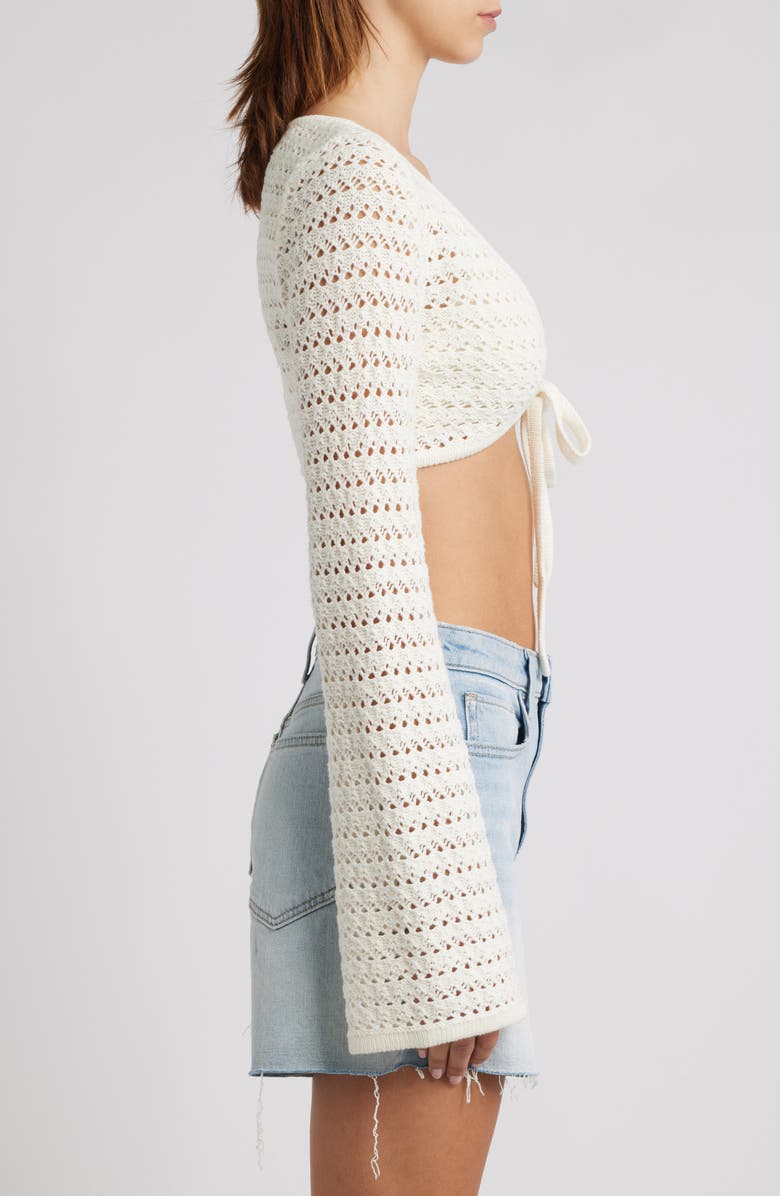 PacSun Laguna Crop Crochet Cardigan, Alternate, color, Sand