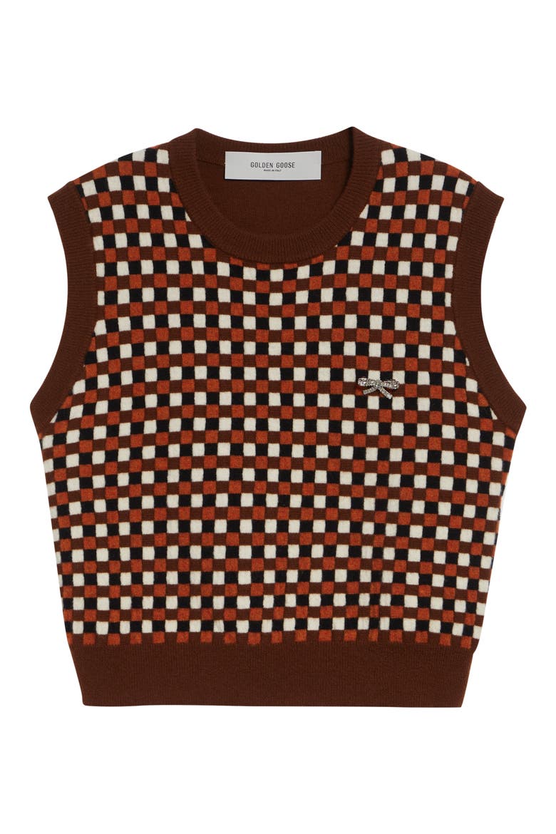 Journey Roby Sweater Vest, Alternate, color, BROWN/ BLACK/ ORANGE/ WHITE