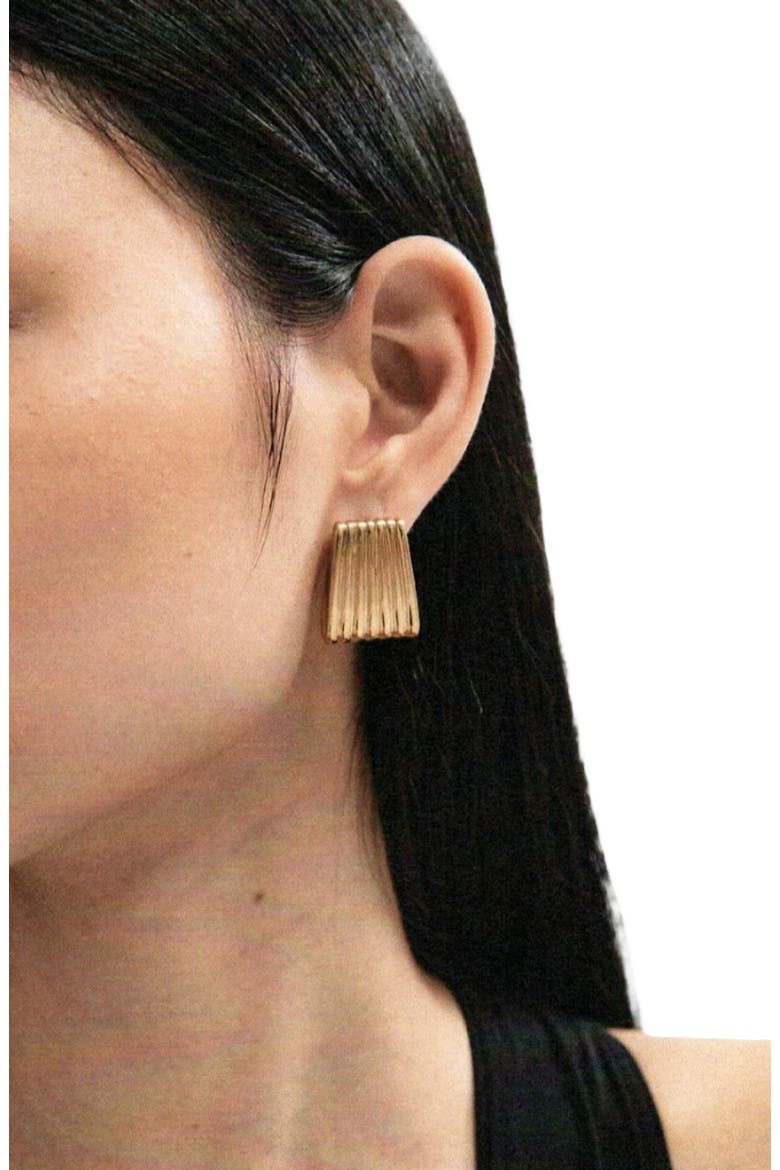 Ribbed Earrings, Alternate, color, Gold