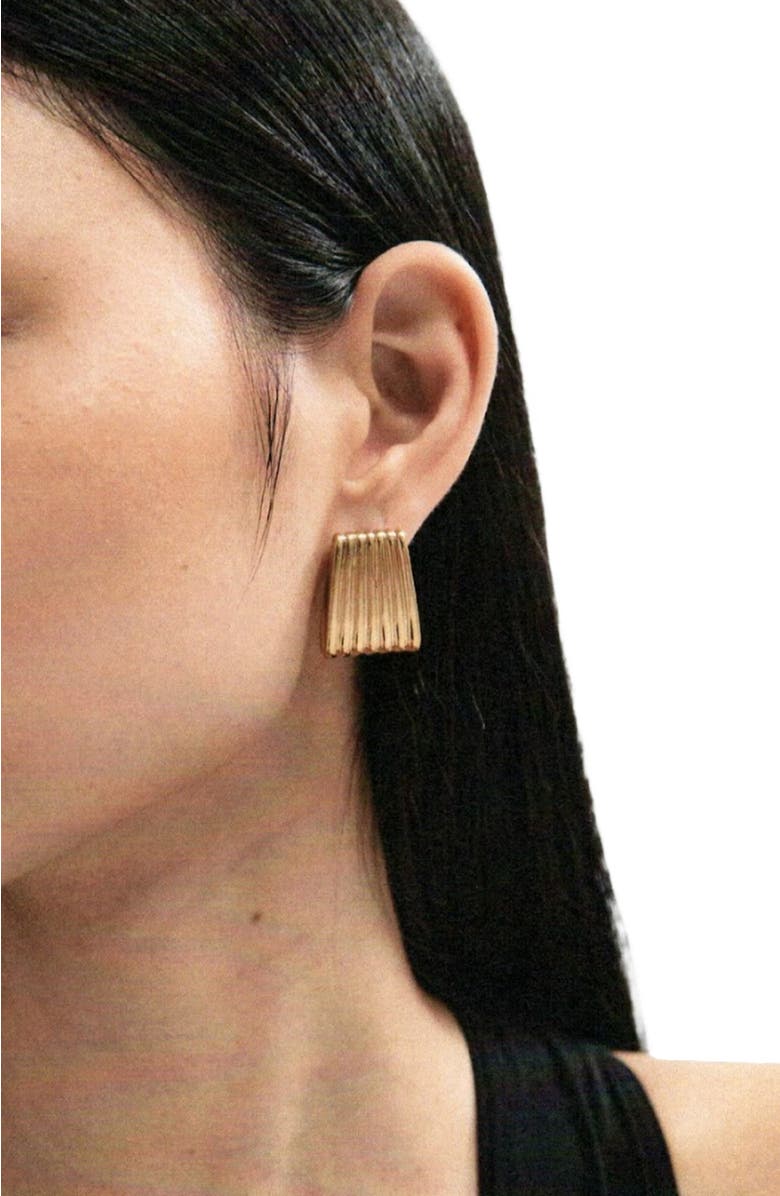 HEAVEN MAYHEM Ribbed Earrings, Alternate, color, Gold
