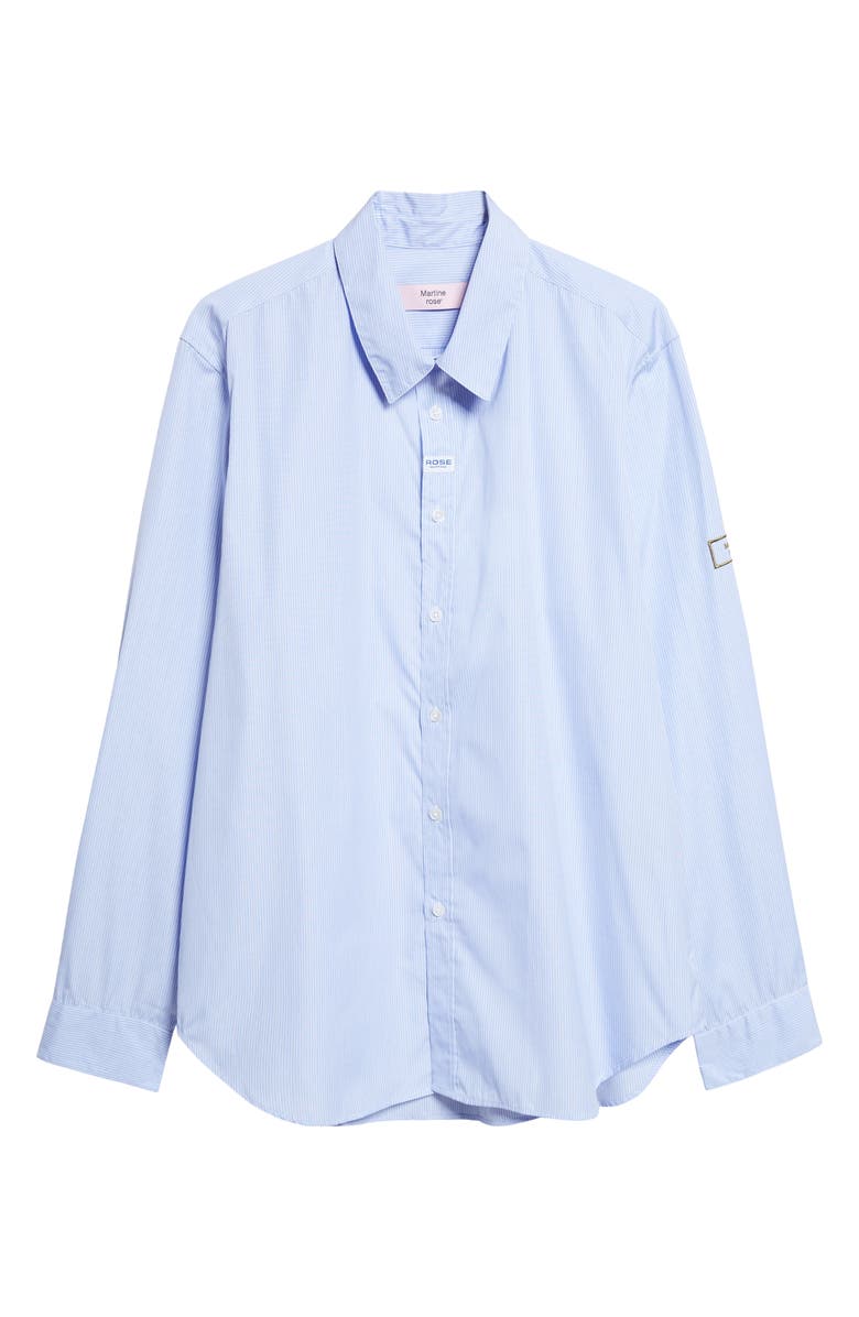 Martine Rose Classic Logo Stripe Button-Up Shirt, Alternate, color, Blue White Stripe