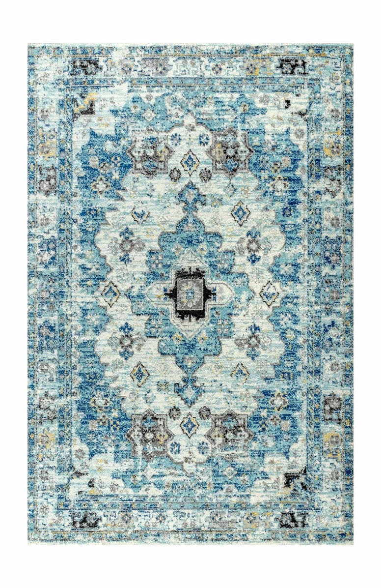 JONATHAN Y Modern Persian Boho Vintage Medallion Area Rug, Main, color, Cream/Blue