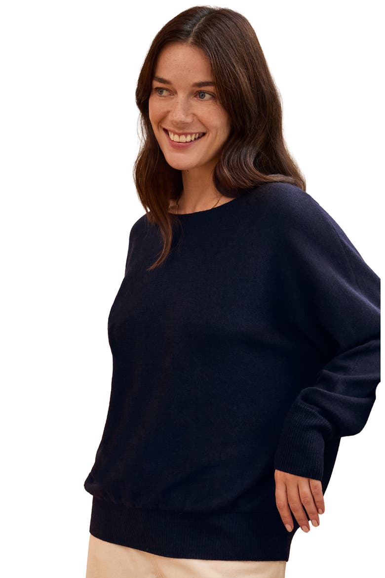 Fine Knit Merino Relaxed Sweater, Alternate, color, Navy