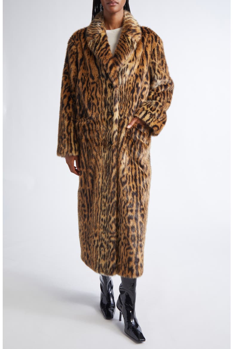 Marceline Leopard Print Faux Fur Coat, Main, color, LEO