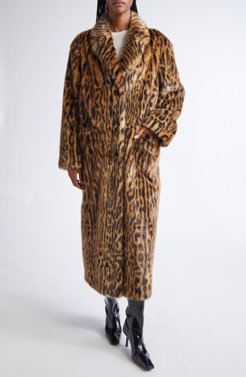 Marceline Leopard Print Faux Fur Coat