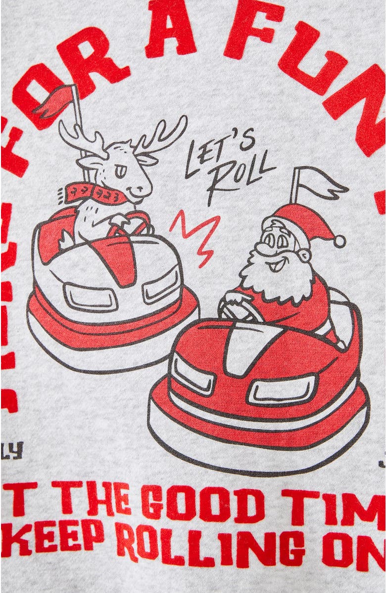 Cotton On Kids Kid's Sammy Oversize Crew, Alternate, color, Grey Marle Holly Jolly Fun