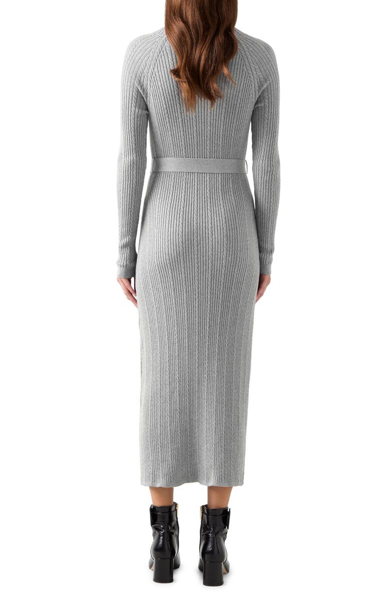 LK Bennett Cable & Rib Long Sleeve Cotton & Wool Sweater Dress, Alternate, color,