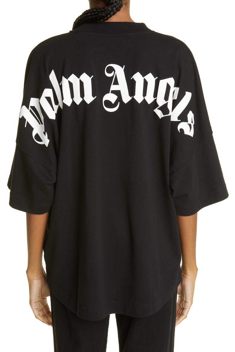 Back Logo Oversize Cotton Graphic Tee, Alternate, color, BLACK WHITE
