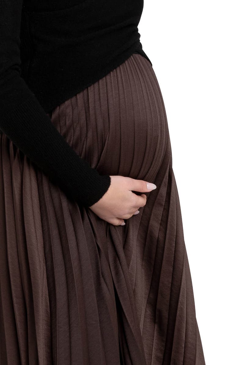 Ripe Maternity Pleated Satin Maternity Midi Skirt, Alternate, color,