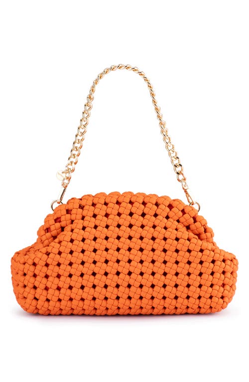Olga Berg Everly Handwoven Faux Leather Frame Clutch In Tangerine