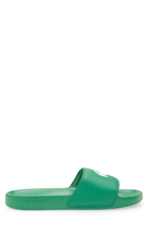 Lacoste Serve Slide Sandal In Green/white