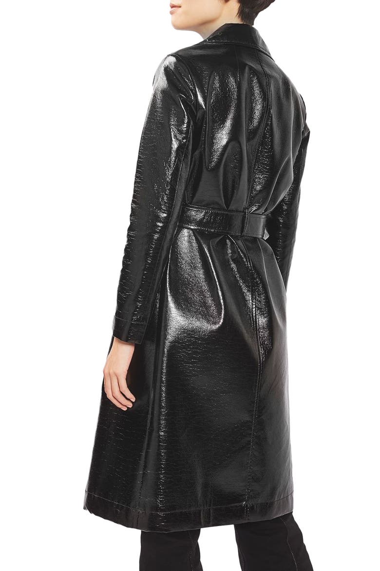 Vinyl Trench Coat, Alternate, color, BLACK