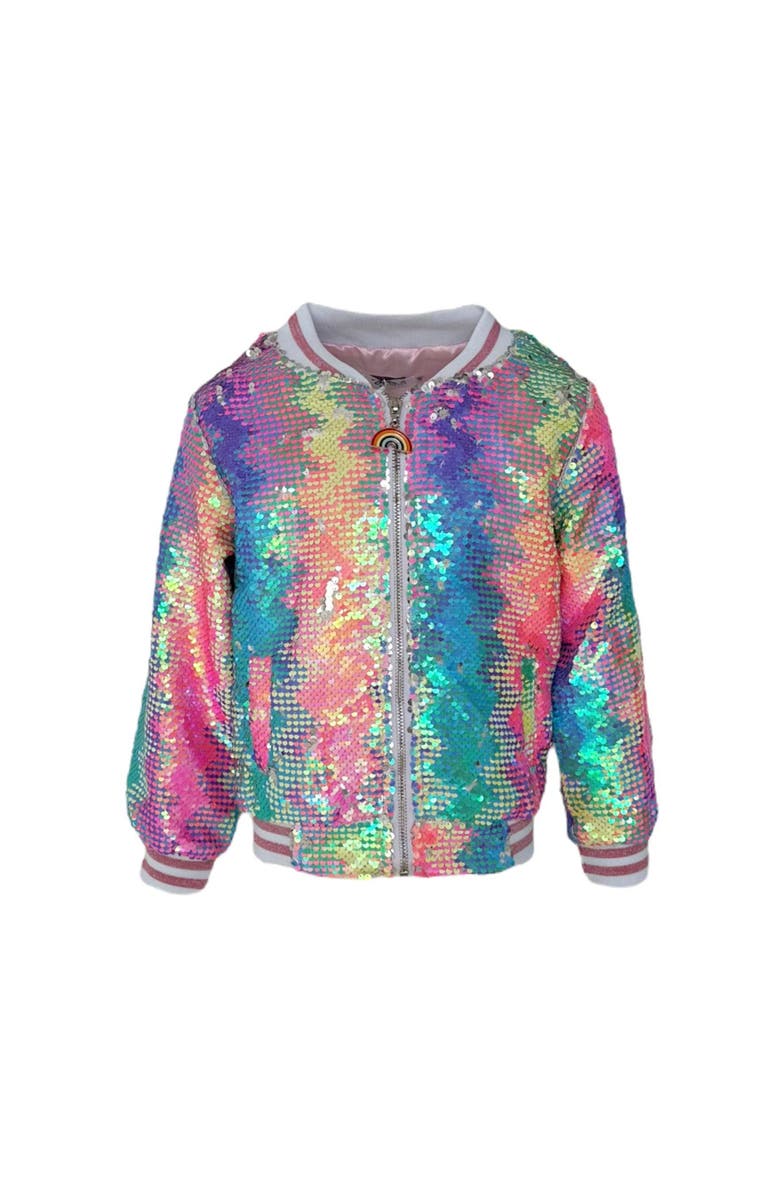 Lola + The Boys Kaleidoscope Sequin Bomber, Main, color, Pink