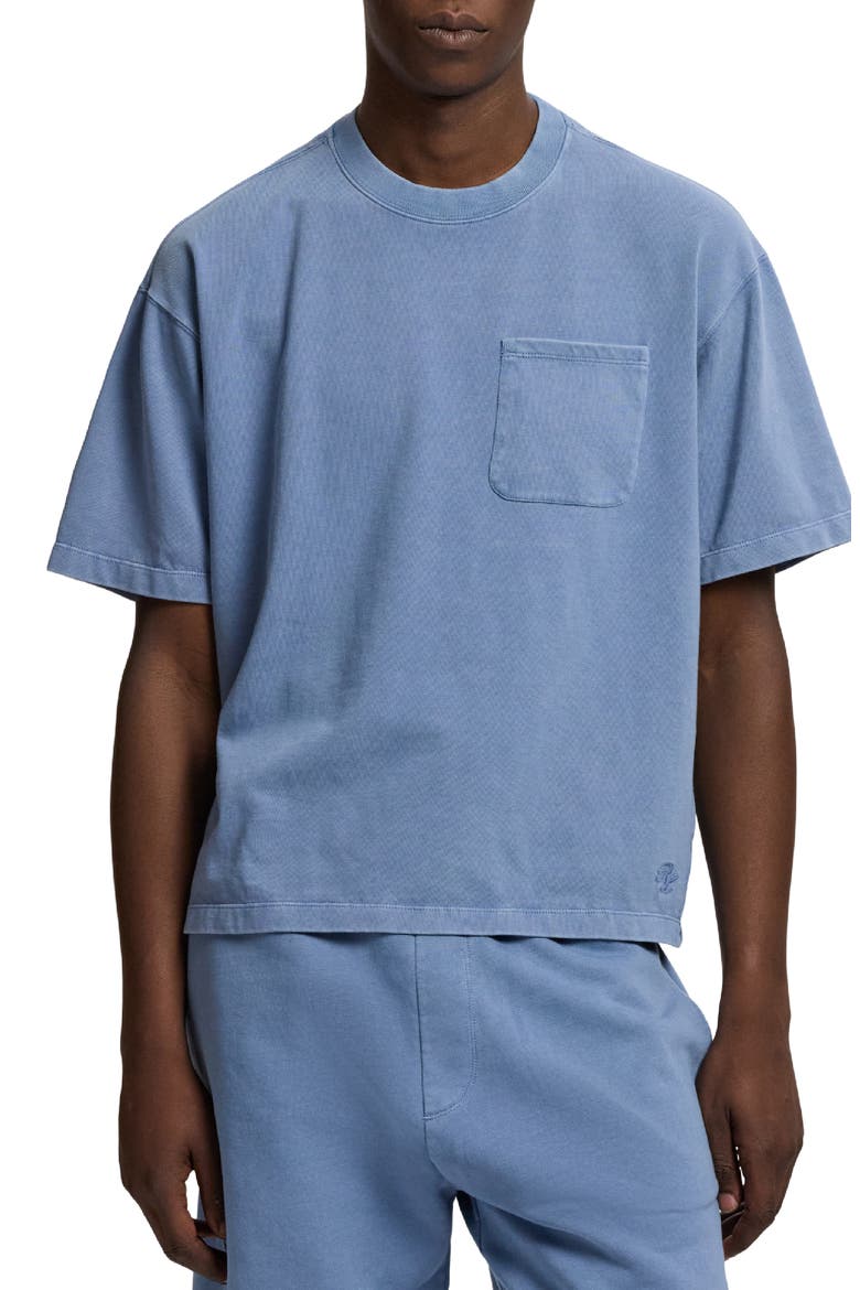 Oversize Vintage Cotton Jersey Pocket T-Shirt, Main, color, BLUE