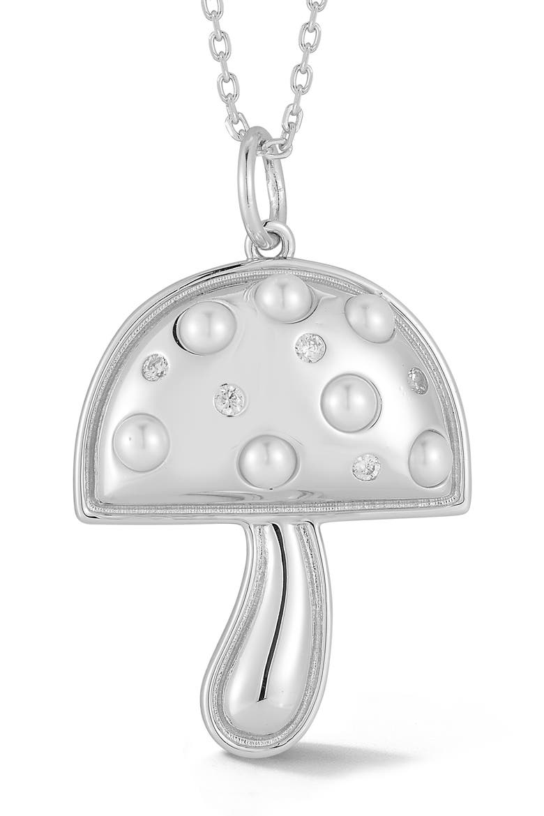 Mushroom Pendant Neckalce, Main, color, SILVER