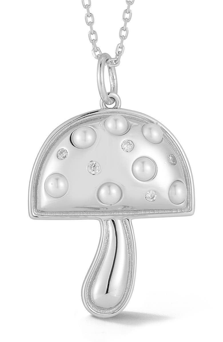 GLAZE JEWELRY Mushroom Pendant Neckalce, Main, color, Silver