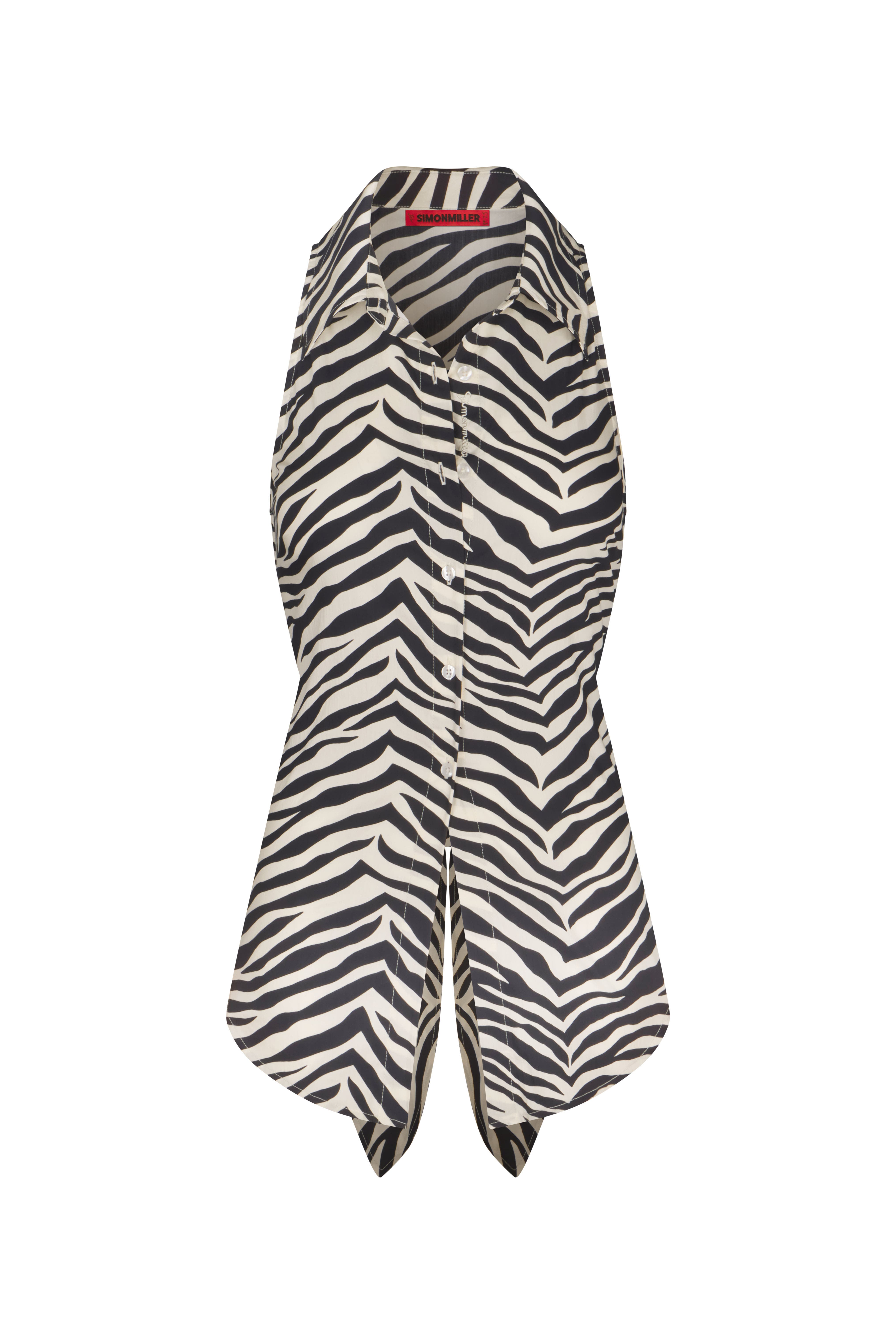 Loch Sleeveless Poplin Tie Back Button Up Shirt - image 3