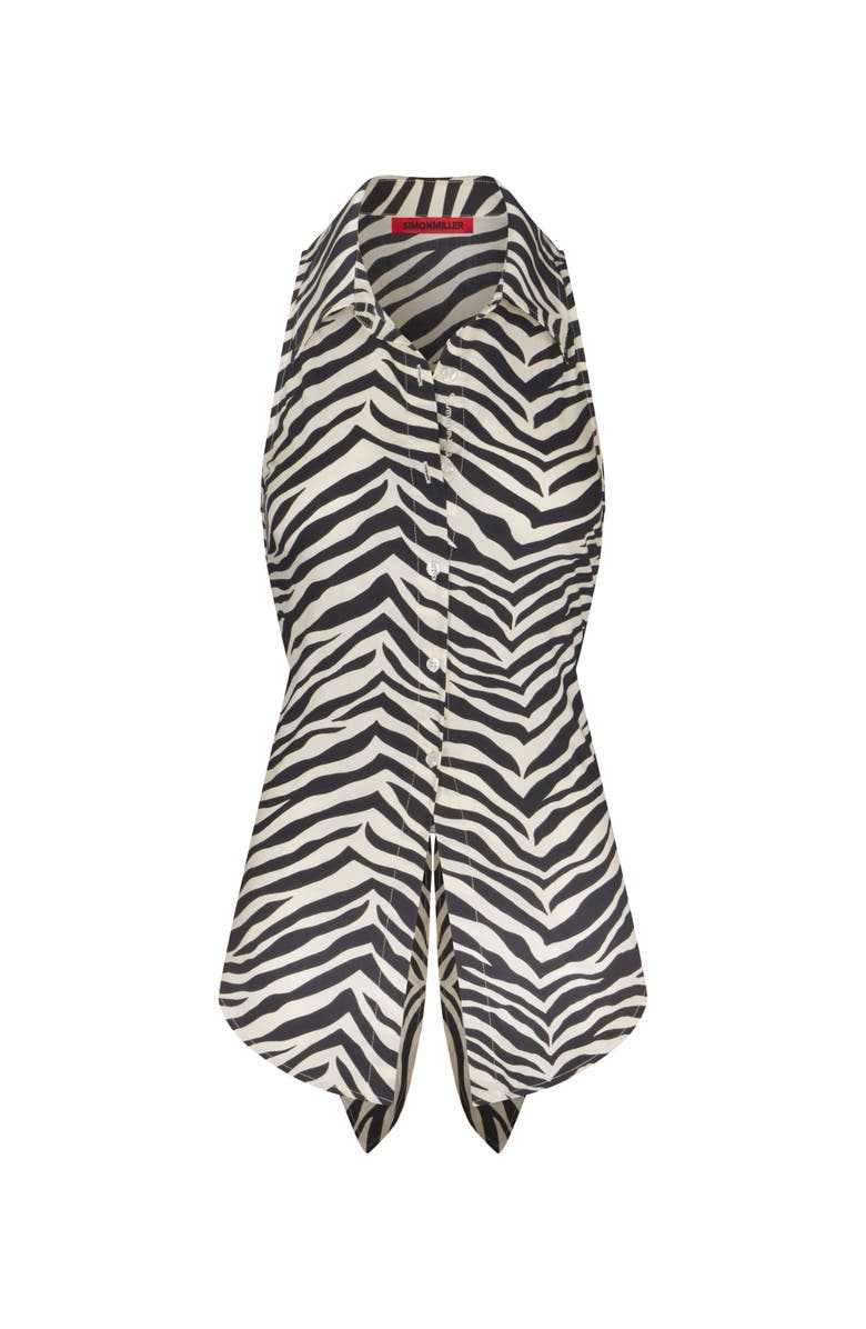 SIMONMILLER Printed Loch Sleeveless Poplin Button Up, Main, color, Zebra Print