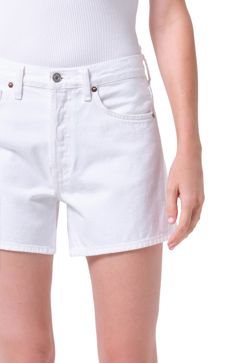 AGOLDE Parker High Waist Relaxed Long Denim Shorts, Alternate, color, Marshmallow (Clean White)