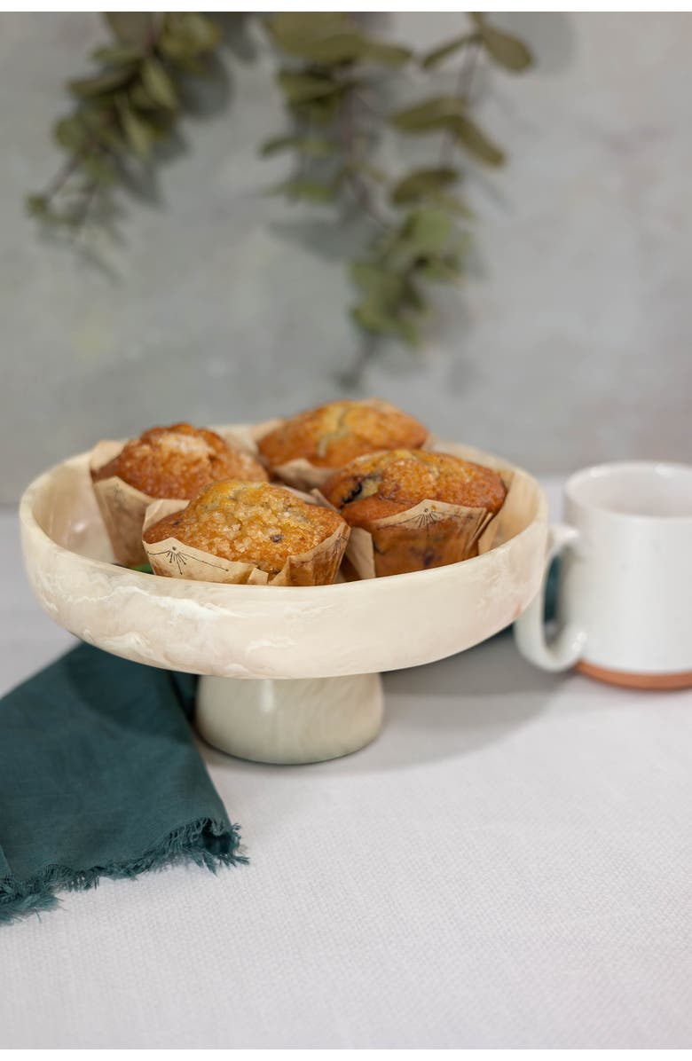 Jeanne Fitz Resin Collection Pedestal Bowl - Cream, Alternate, color, Cream