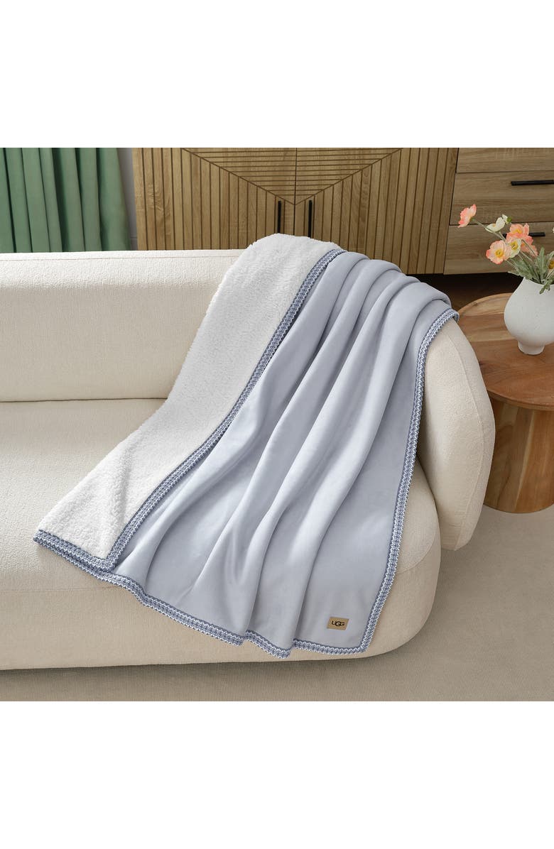 UGG<sup>®</sup> Kirkwood Braid Trim Throw Blanket, Alternate, color, Misty Wisteria