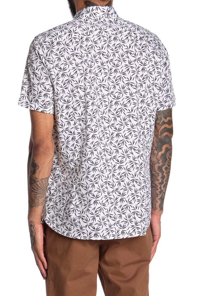 Krosa Slim Fit Short Sleeve Button-Up Shirt, Alternate, color, NAVY