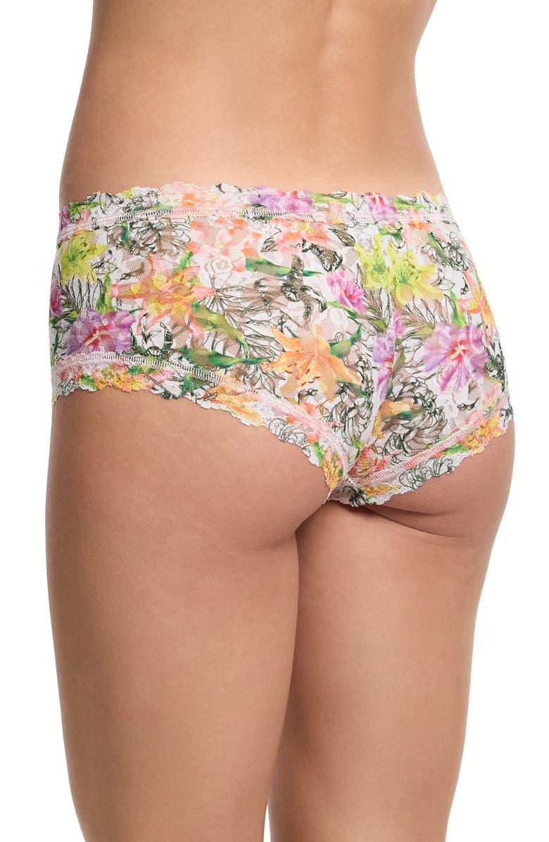 Hanky Panky Print Boyshorts, Alternate, color, Botany White