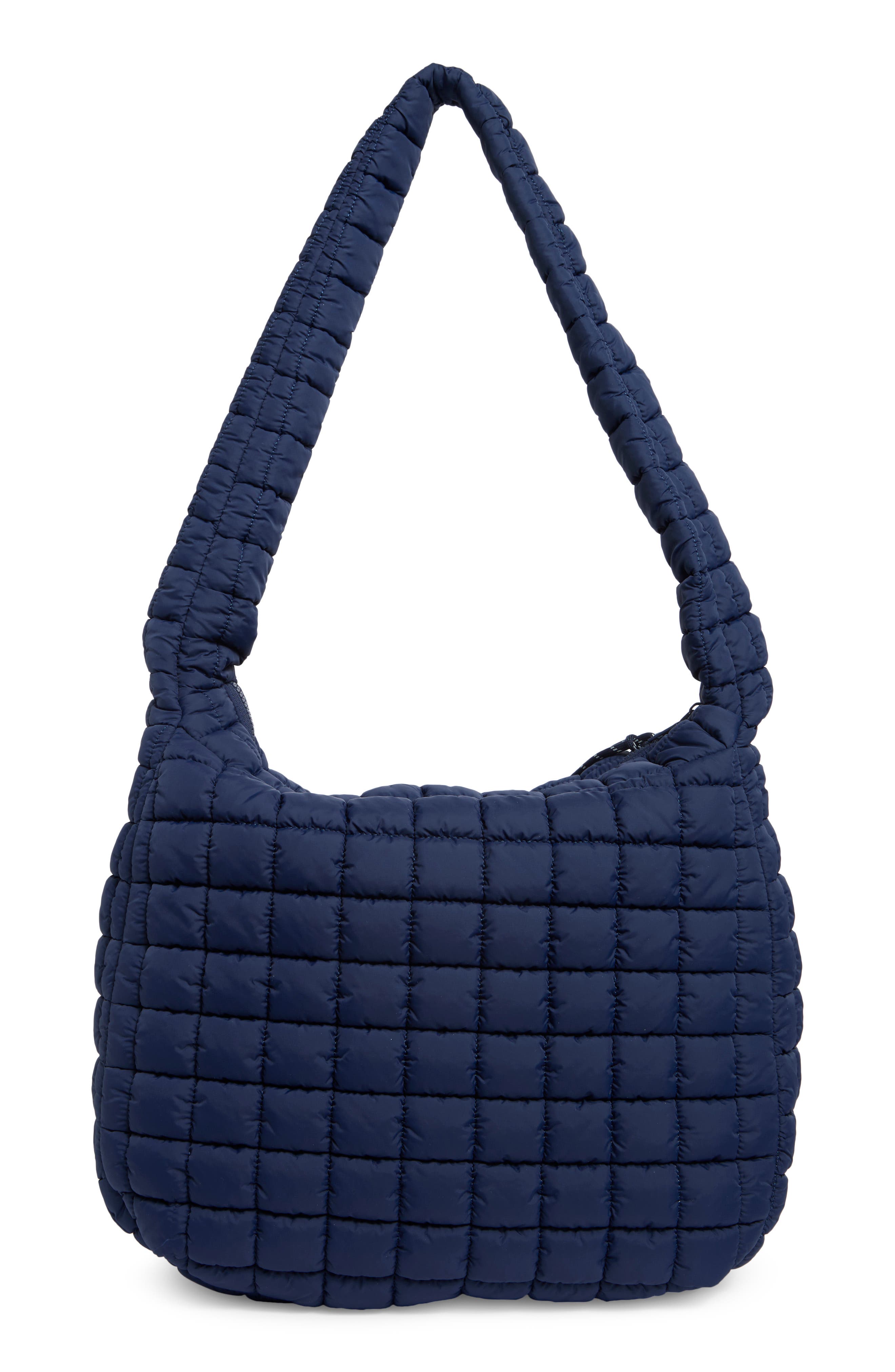 Square Quilt Nylon Hobo Bag, Alternate, color, NAVY