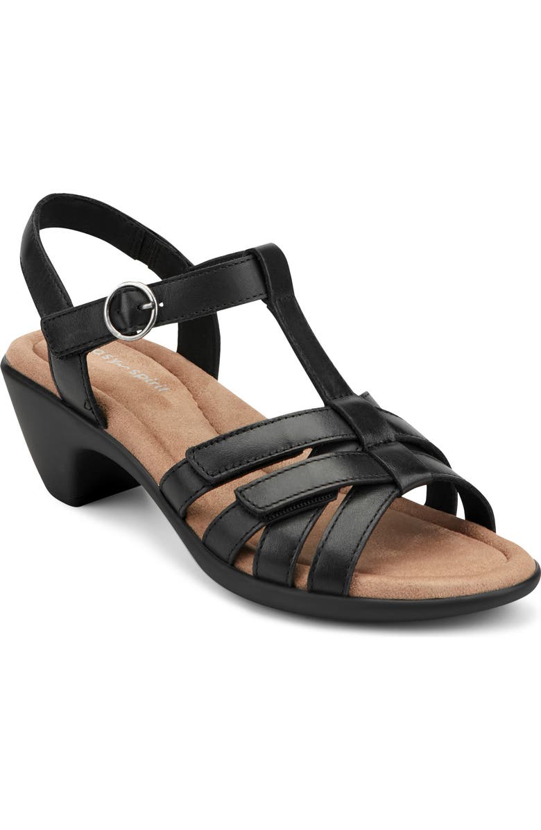 Easy Spirit Clarra T-Strap Sandal, Main, color, Black