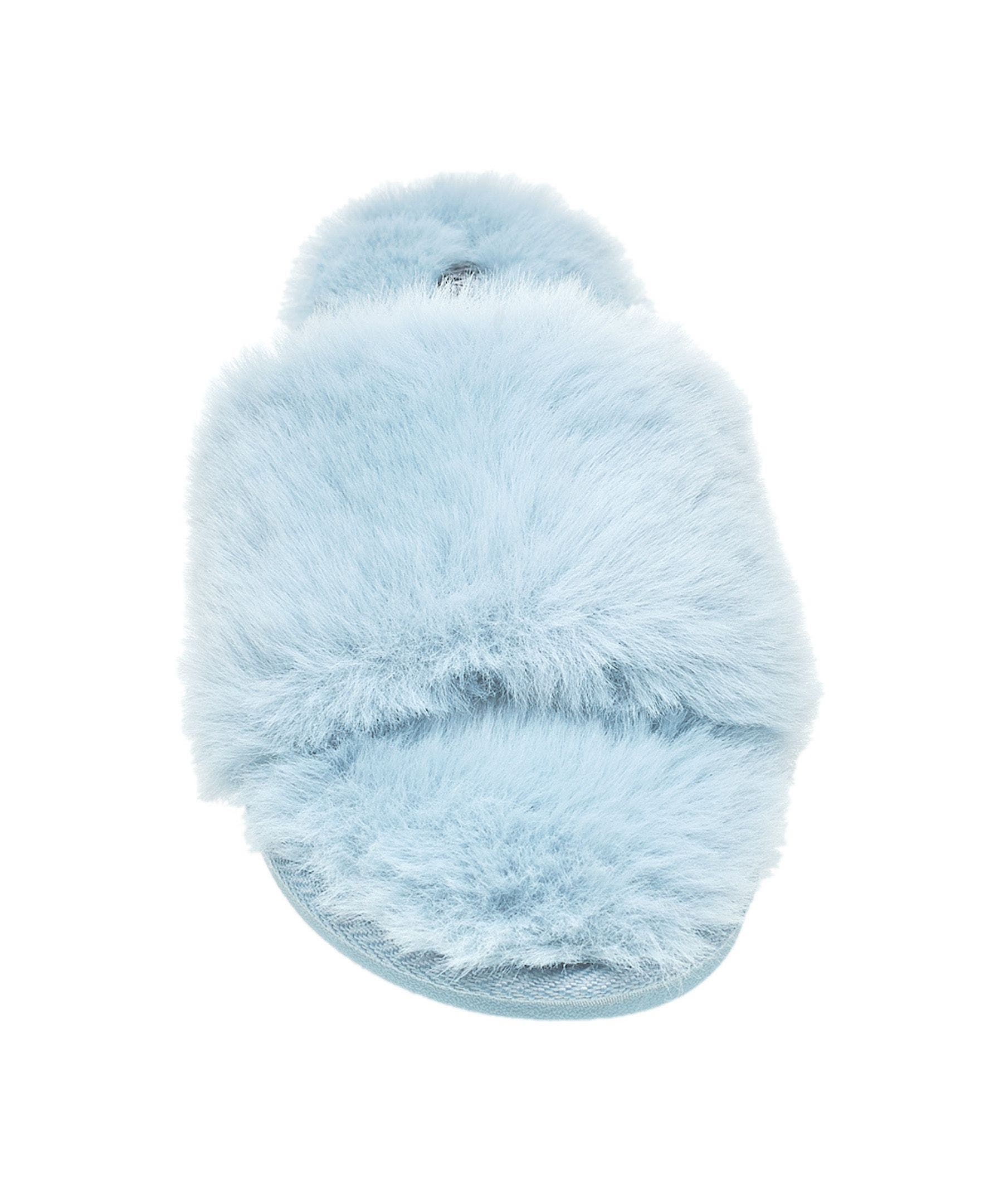 Slide Faux Fur Slipper, Alternate, color, Light Blue