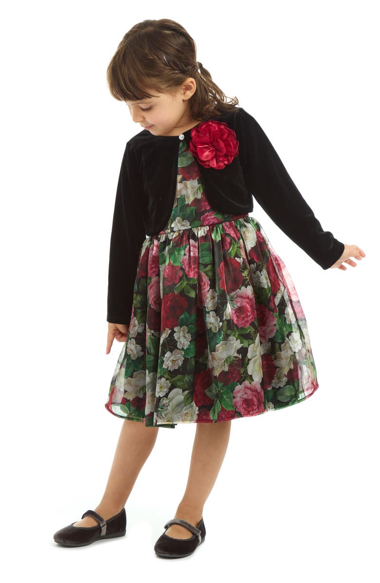 Pippa & Julie Kids' Eliana Rose Party Dress & Bolero Jacket Set, Alternate, color, Red