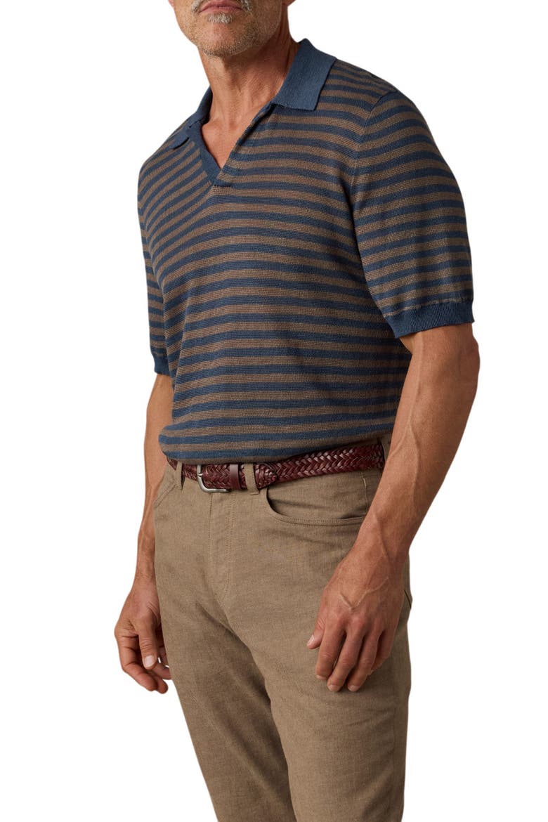 Stripe Linen Sweater Polo, Alternate, color, NAVY CEDAR STRIPE